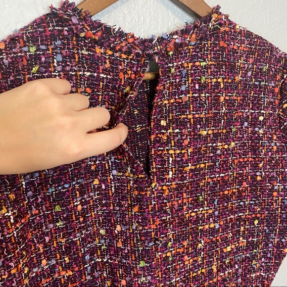 Zara Women | Maroon Tweed Peplum Top - Picture 7 of 7